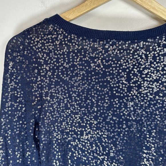 Chan Luu Blue All Over Sequin Long Sleeve Sweater Pullover Woman’s Medium EUC - Picture 9 of 11